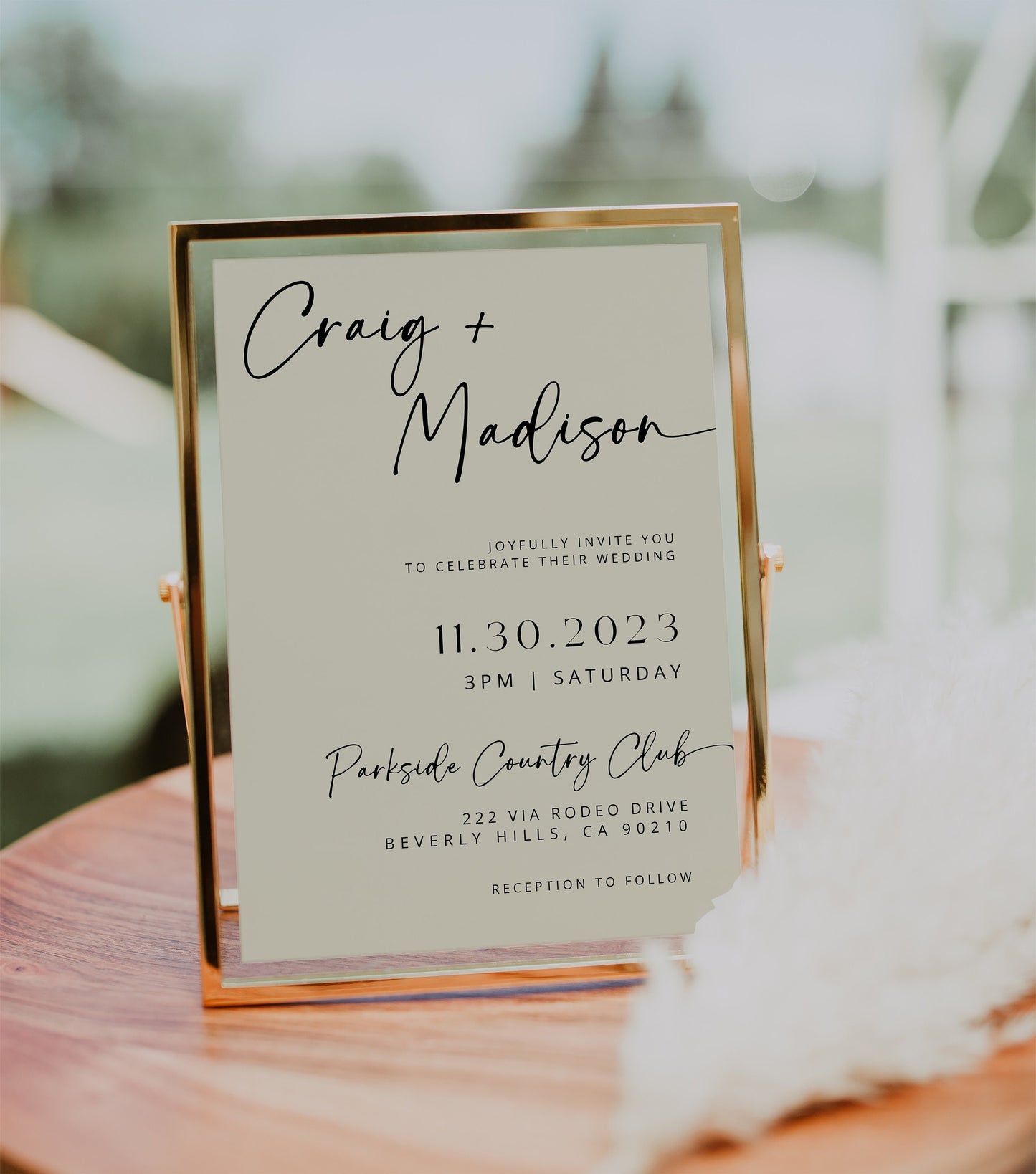 CREAM Minimalist Wedding Invite Template | Editable Minimalist Photo Wedding Invitation | Modern Wedding Invite Canva | Save the Date Sign