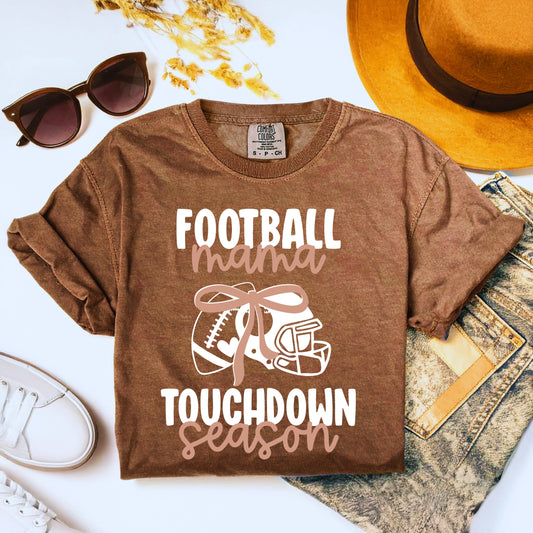 Football Mama Touchdown Season PNG | Boho Bow Football Helmet Design | Mom Life Sports Shirt Sublimation | Digital Download
