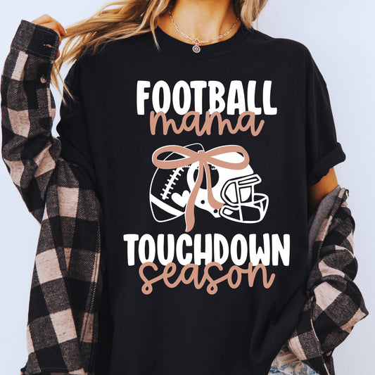 Football Mama Touchdown Season PNG | Boho Bow Football Helmet Design | Mom Life Sports Shirt Sublimation | Digital Download