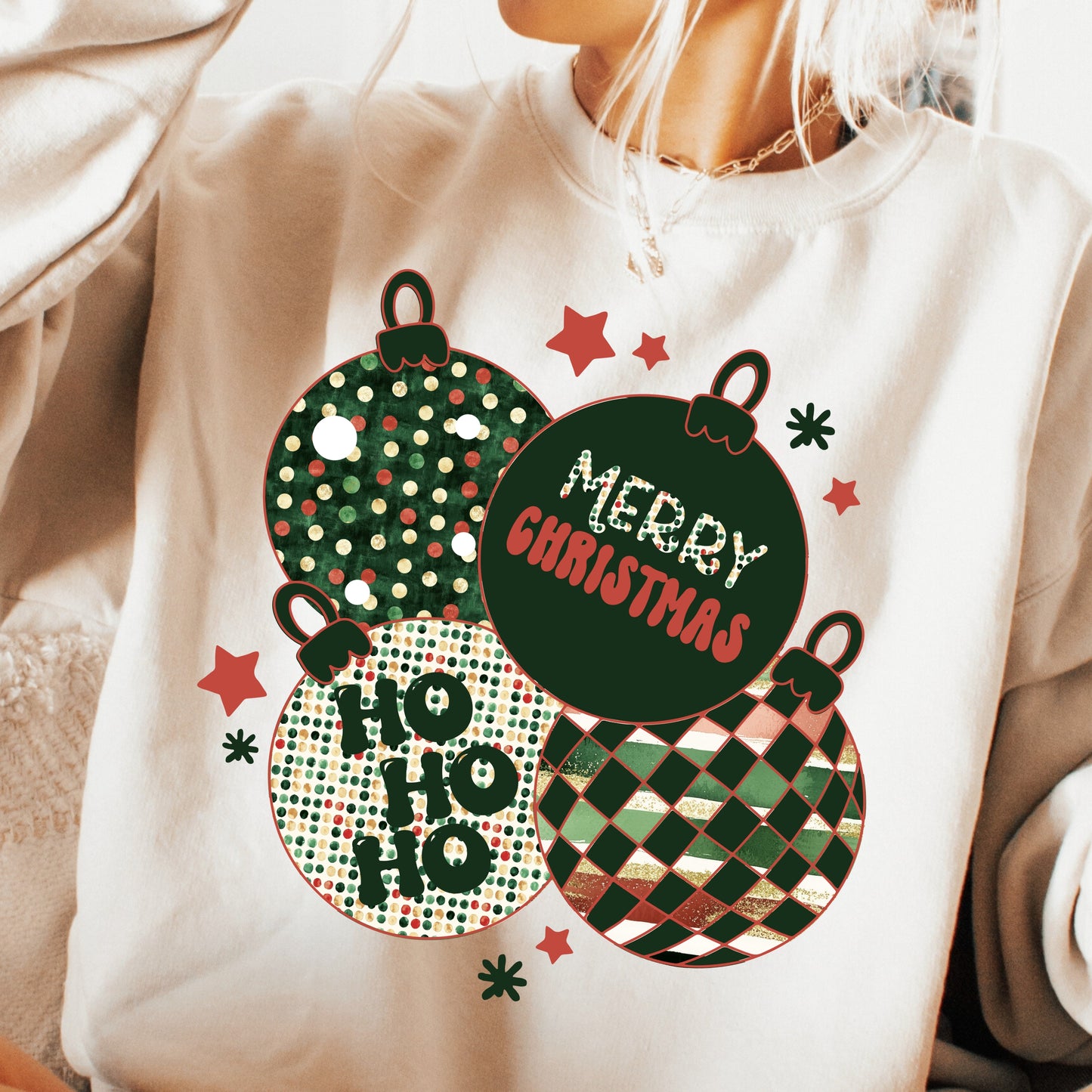 Retro Cluster of Christmas Ornaments PNG | Vintage Holiday Sublimation | Retro Christmas Shirt Design | Digital Download