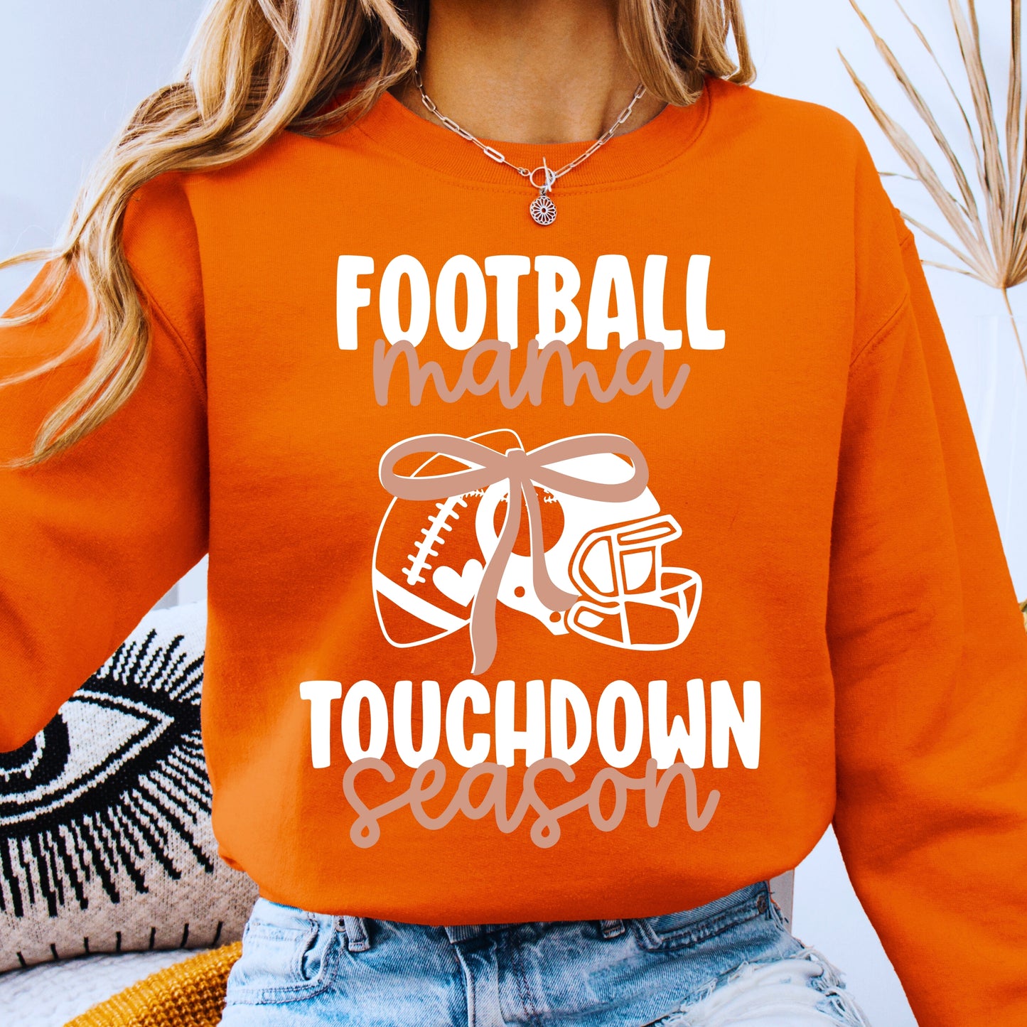 Football Mama Touchdown Season PNG | Boho Bow Football Helmet Design | Mom Life Sports Shirt Sublimation | Digital Download