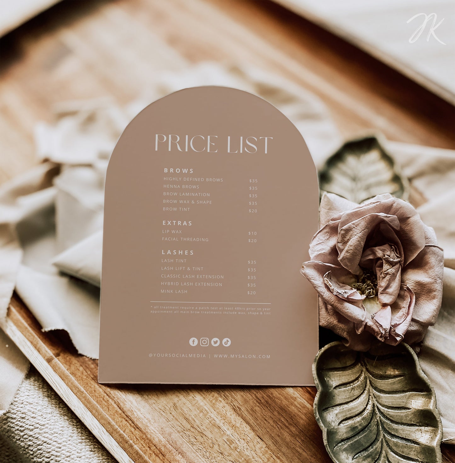 Boho Editable Price List | Arch Template | Lashes Brows Hair Salon Pricing | Boho Small Business Beauty Canva Printable | INSTANT DOWNLOAD