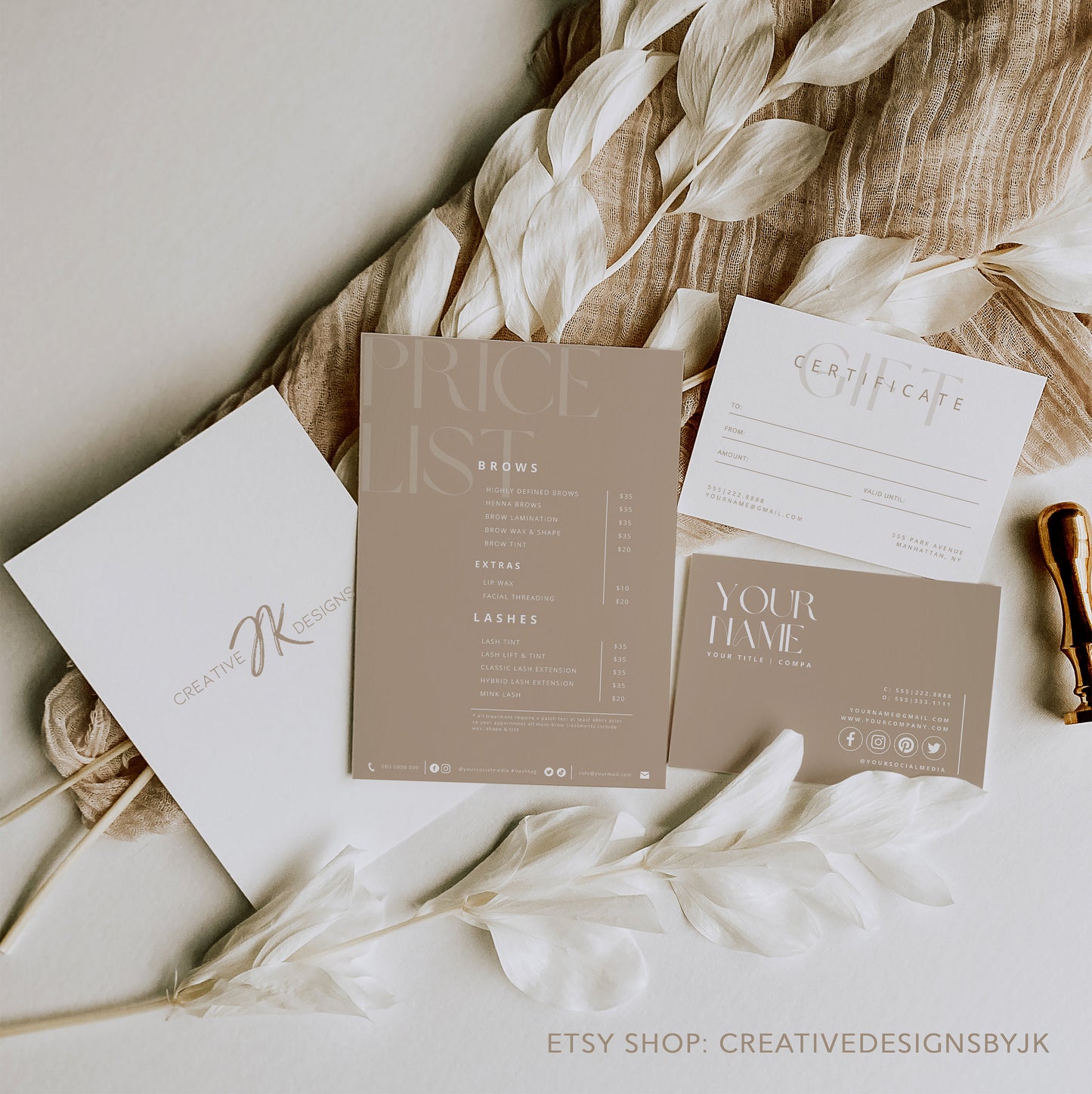 Boho Gift Certificate Printable Template Bundle | DIY Gift Voucher | Editable Gift Card | Spa Salon Certificate Canva Pro | INSTANT DOWNLOAD