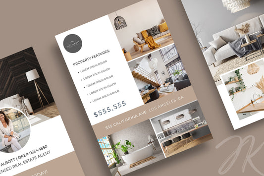 Luxury 4 Page A4 Real Estate Listing Brochure | Editable Property Listing Template | Real Estate Feature Sheet Canva Template | Real Estate Marketing Boho