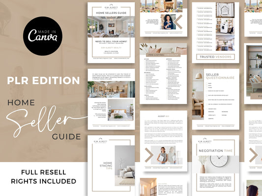 PLR/MRR Real Estate Seller Guide | Realtor Home Selling | Master Resell Rights MRR | Home Sale Guide | Real Estate Marketing Template CANVA Pro