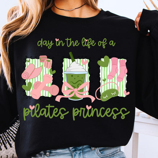 Day in the Life Pilates Princess PNG | Preppy Wellness Aesthetic Sublimation | Reformer Matcha Grip Socks Clipart | Coquette Fitness Girl