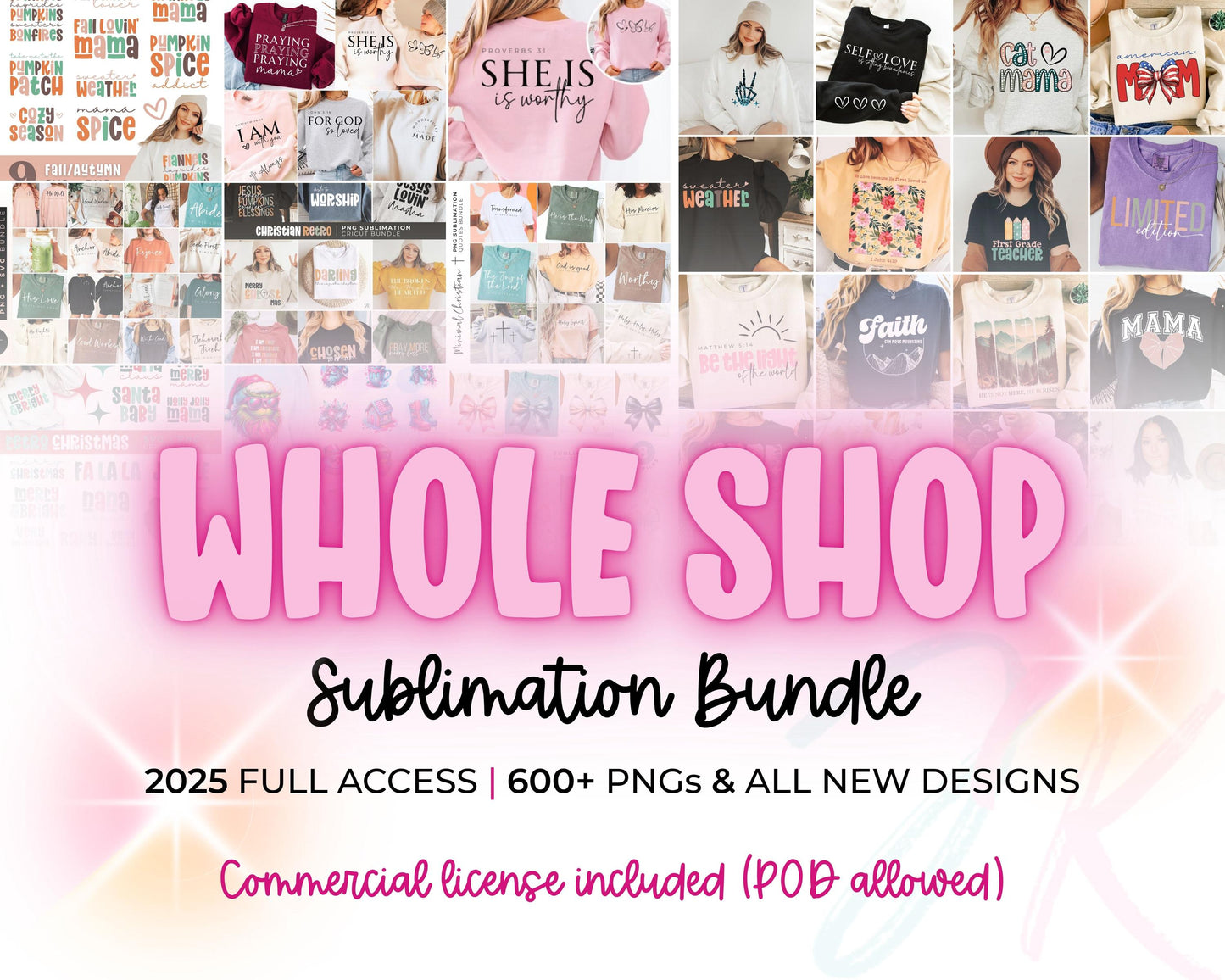 Sublimation Mega Bundle for 2025 | 3000+ Value | Christian, Mama, Boho, Seasonal, Motivational, Holiday PNGs | Commercial Use POD Allowed