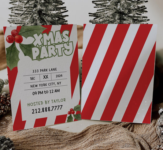 Christmas Party Invite Bundle | Red and Green Holiday Cards | Festive Canva Pro | Modern Party Invitation Suite | DIGITAL DOWNLOAD | 5 x 7 IN