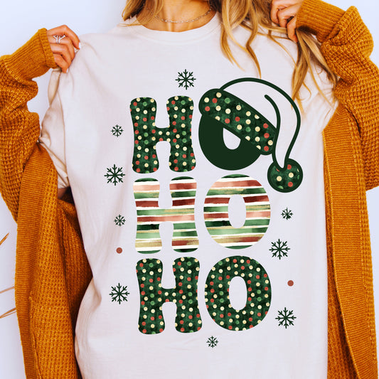 Retro Christmas Ho Ho Ho PNG Bundle | Santa Hat Holiday Typography | Christmas Shirt Sublimation | Digital Download