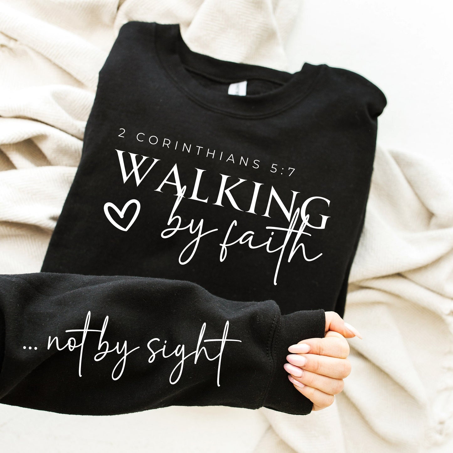 Walk by Faith Not by Sight PNG | Christian Sublimation Design | Shirt Sleeve Design | Bible Verse Shirt | Cricut File | DIY Christian Gift