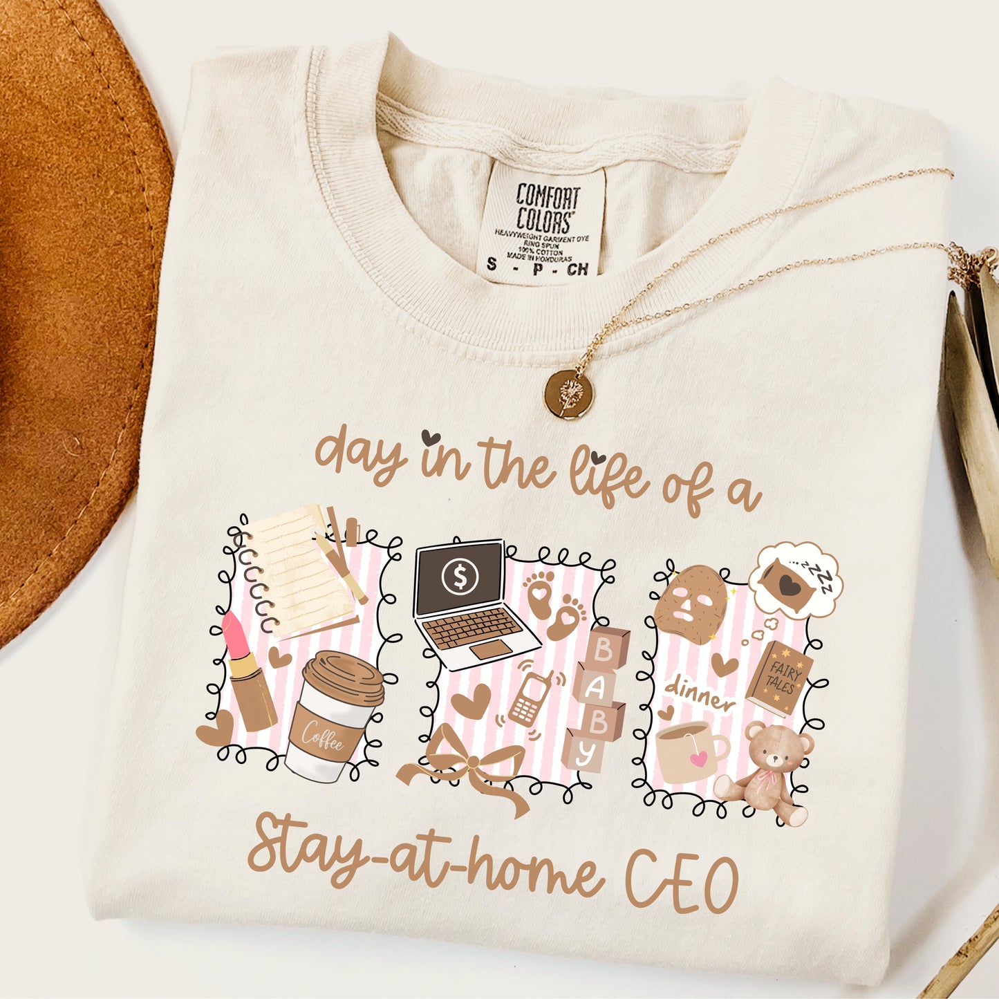 Day in the Life of a Stay-at-Home CEO PNG | Mom Boss Aesthetic Sublimation | Baby Coffee Laptop Clipart | Motherhood Business Shirt Design