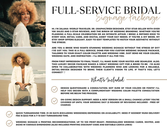 Full Service Bridal Signage Package | Custom Wedding Decor | Done-for-You Design | Personalized Wedding Gift | Wedding Signs Cards Invites
