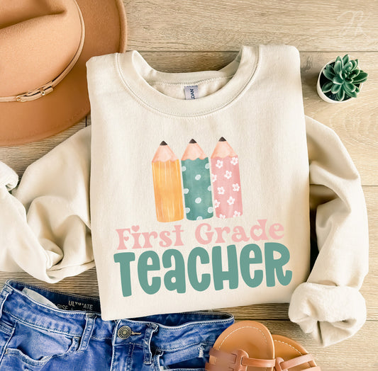Coquette First Grade Teacher PNG | Boho Teacher Sublimation | Aesthetic Shirt | Cricut Cut File | Gift for Teacher | 1st Grade PNG | Digital