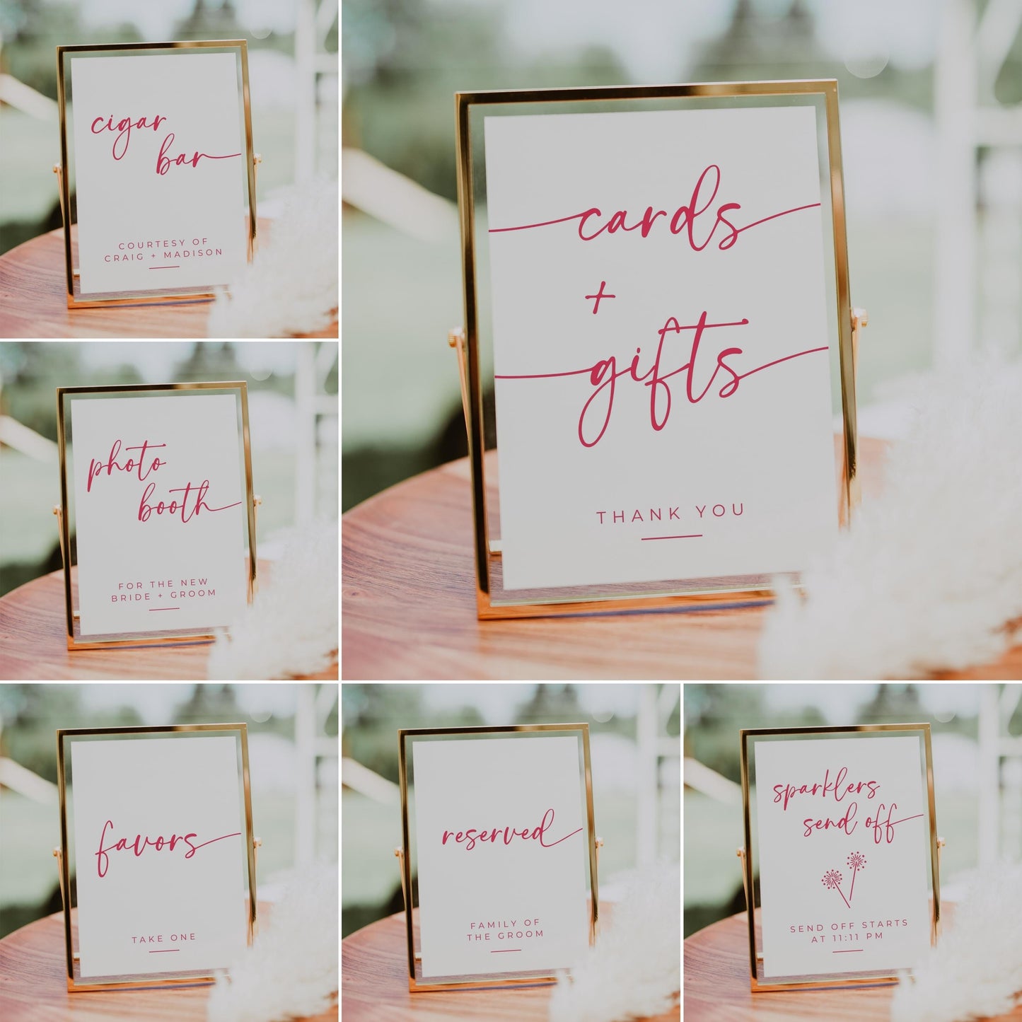 PINK WHITE Wedding Signs MEGA Bundle | Pink and White Wedding | Editable Canva Pro Templates | Signature Drinks | Honeymoon Fund | 5x7 8x10