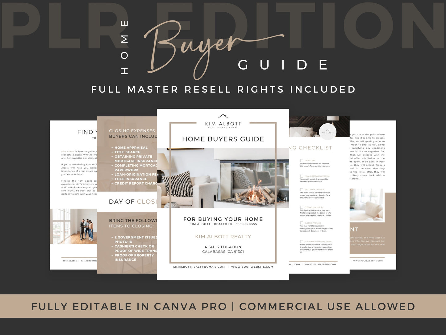 PLR Real Estate Buyer Seller Guide Bundle | Realtor Home Selling and Buying | Master Resell Rights | Editable Realtor Template | Canva Pro