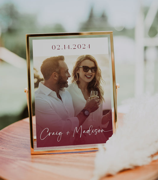 BERRY Pink Wedding Invite Template | Editable Minimalist Photo Wedding Invitation | Modern Wedding Invite Canva | Red Save the Date Invites