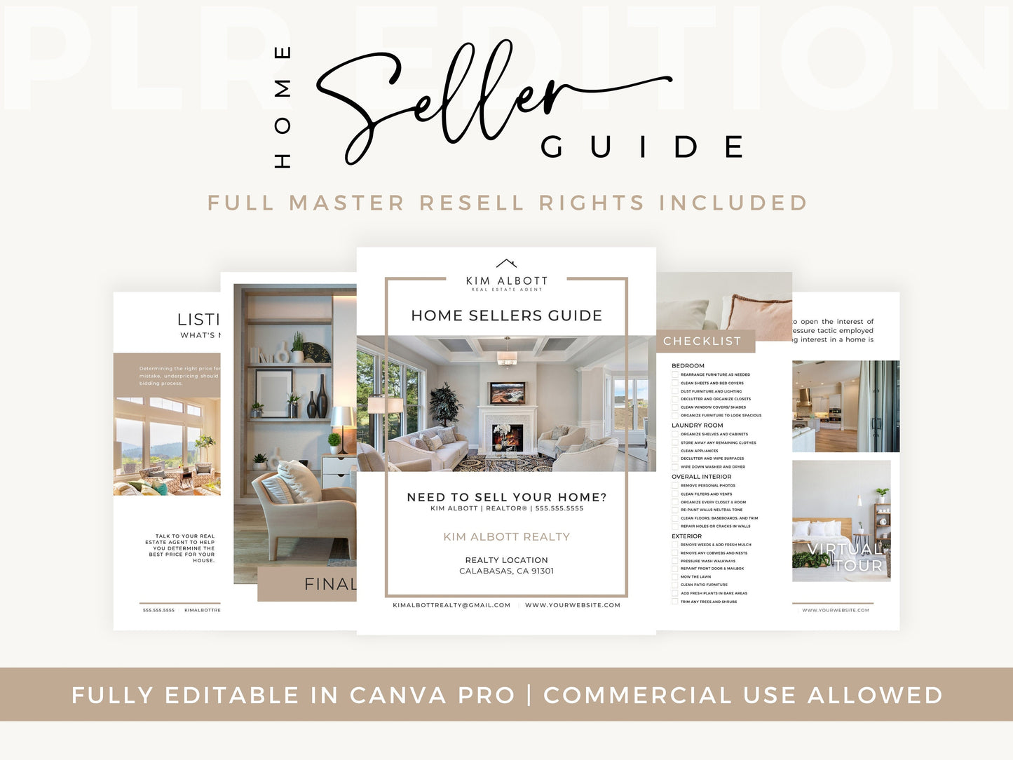 PLR/MRR Real Estate Seller Guide | Realtor Home Selling | Master Resell Rights MRR | Home Sale Guide | Real Estate Marketing Template CANVA Pro