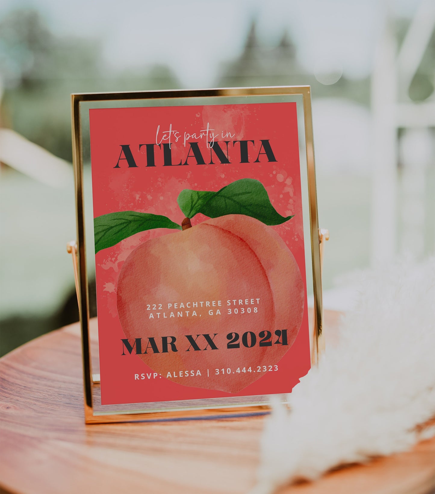 Atlanta Party Invite | Bachelorette Celebration | Georgia Peach Invitation | Editable Bday Card | Canva Pro Template | ATL Party Flyer DIY