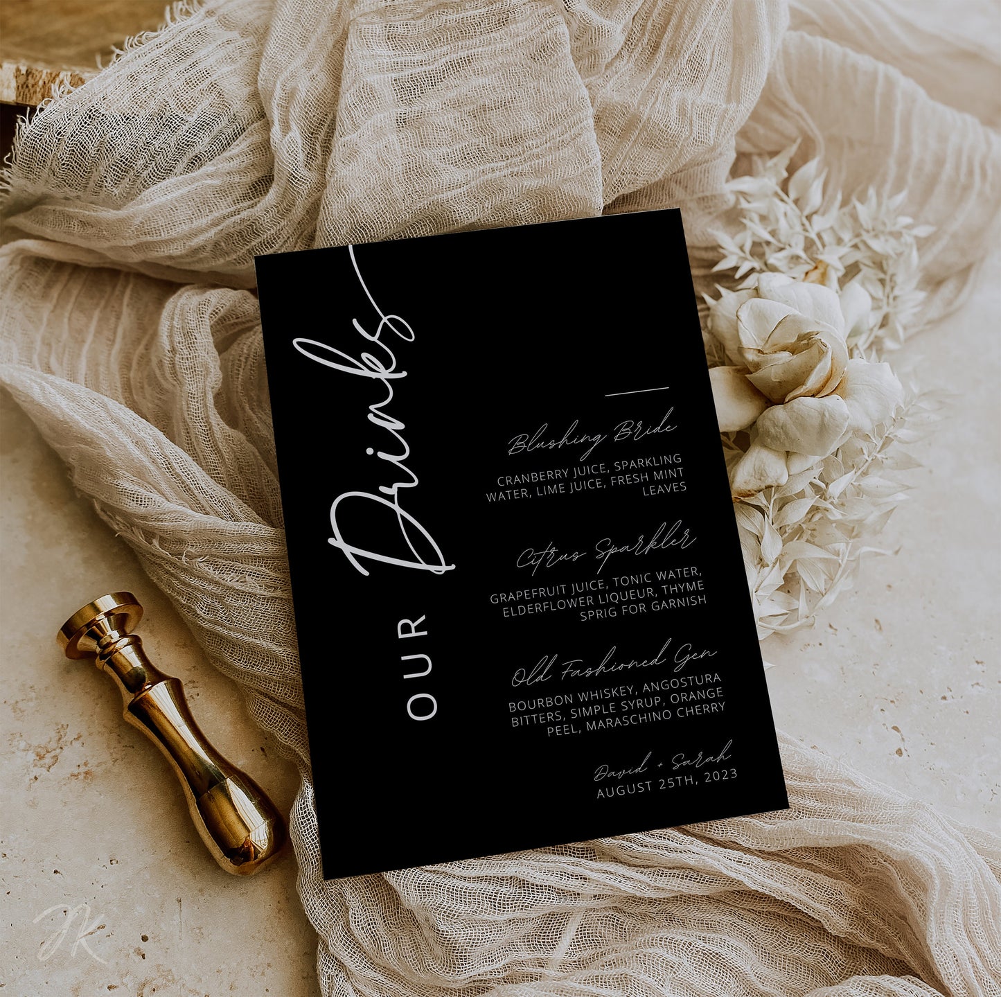 Minimalist Our Wedding Menu and Drinks Set | Modern Wedding Stationery Bundle | Editable Canva Template | Printable Reception Decor DIY Card