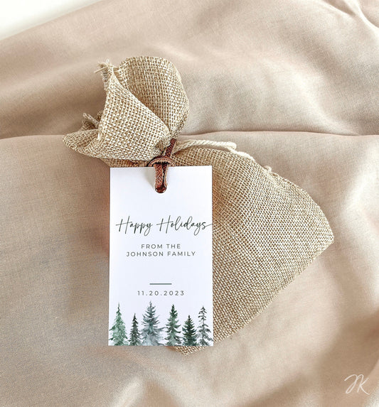 Happy Holidays Tags Bundle | DIY Christmas Tag | Editable Printable Christmas Gift Tag | Boho Tags Bundle Winter Family | INSTANT DOWNLOAD