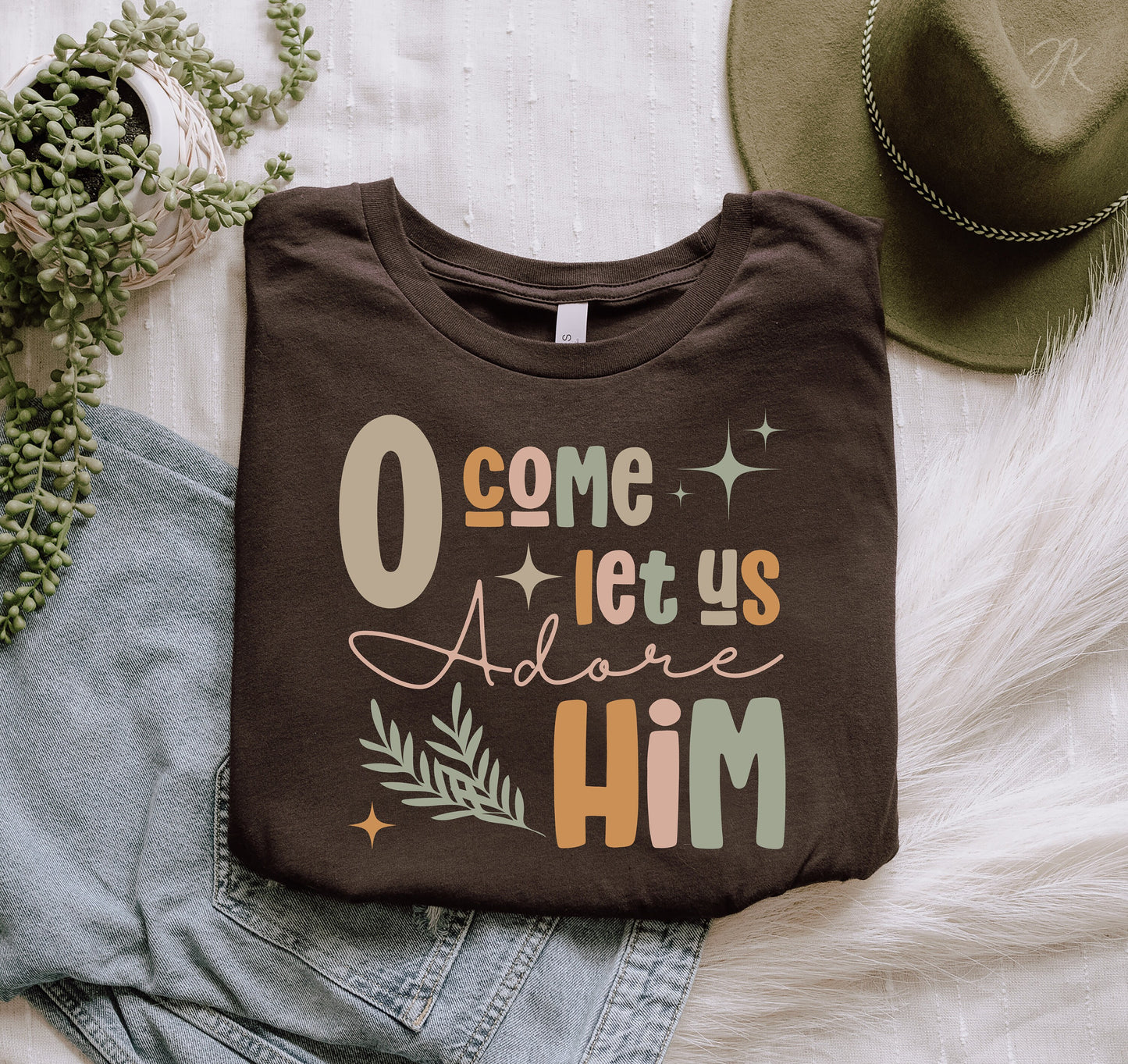 O Come Let Us Adore Him SVG PNG | Christmas Png | Christian Designs | Boho Christmas | Boho Designs | POD Commercial Use | Digital Download