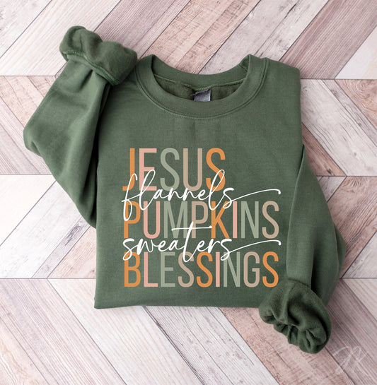 Jesus Flannels Pumpkins Sweaters Blessings | Retro Fall Sublimation | Christian PNG | Fall Shirt DIY | Png Sublimation | Cricut Cut File