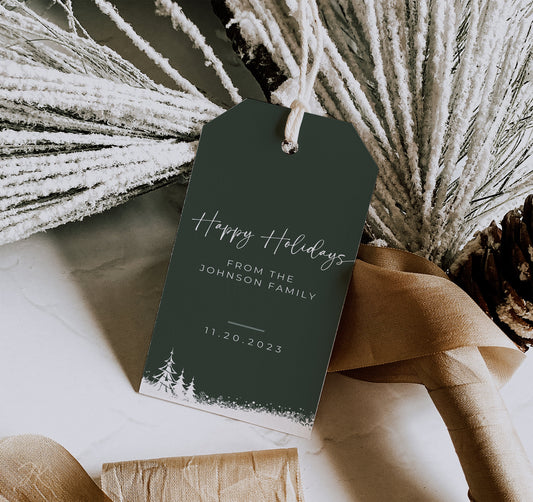 Happy Holidays Tags Bundle | DIY Christmas Tag | Editable Printable Christmas Gift Tag | Boho Tags Bundle Winter Family | INSTANT DOWNLOAD