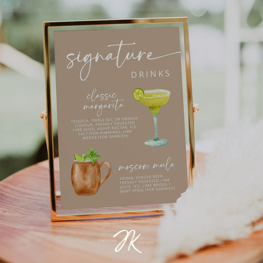 BOHO Wedding Decor Sign Mega Bundle | Beige and White Wedding | Editable CANVA PRO Templates | Signature Drinks | Honeymoon Fund | Invites