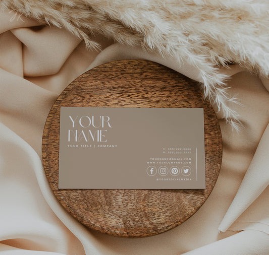 Boho Business Card DIY Canva Template | Printable Card | Beige Small Business | Business Branding | Minimal Business Card | INSTANT DOWNLOAD
