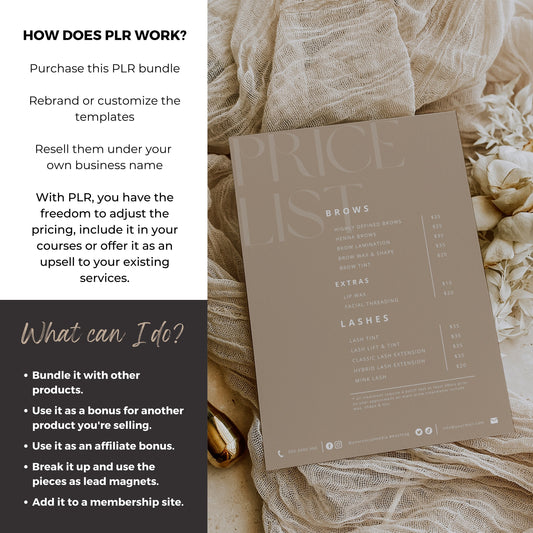 PLR/MRR Master Resell Rights Bundle | Modern Boho MEGA Business Brand Canva Bundle | QR Codes, Price Lists, Business Cards & More