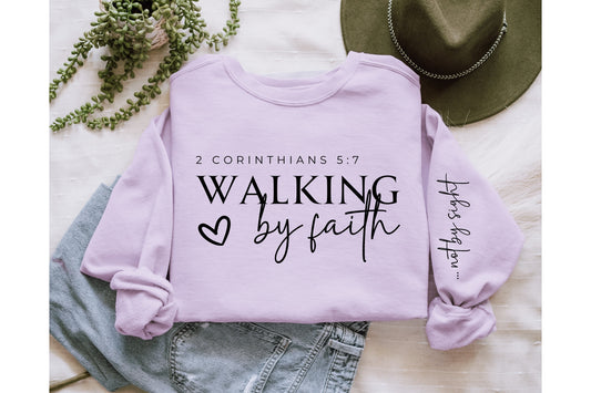 Walk by Faith Not by Sight PNG | Christian Sublimation Design | Shirt Sleeve Design | Bible Verse Shirt | Cricut File | DIY Christian Gift