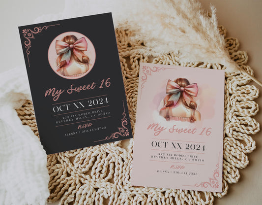 Editable Sweet 16 Party Invitation Bundle | Elegant 16th Birthday Party Invite | Editable Sweet Sixteen Bday Celebration | My Birthday Era