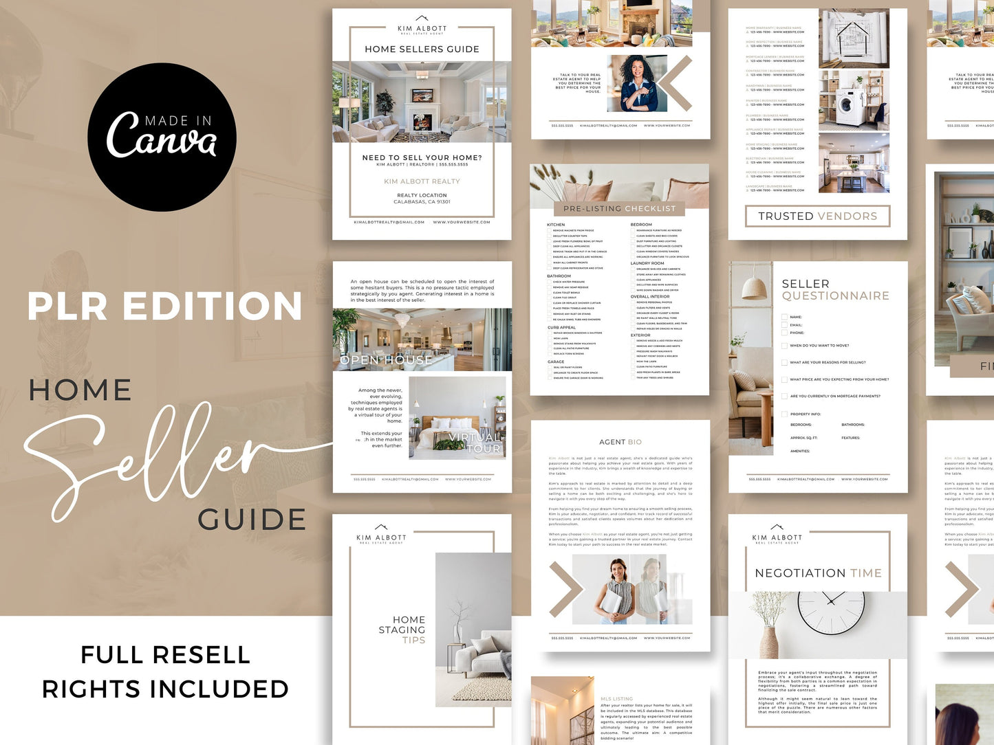PLR Real Estate Buyer Seller Guide Bundle | Realtor Home Selling and Buying | Master Resell Rights | Editable Realtor Template | Canva Pro
