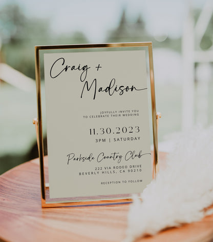 CREAM Minimalist Wedding Invite Template | Editable Minimalist Photo Wedding Invitation | Modern Wedding Invite Canva | Save the Date Sign