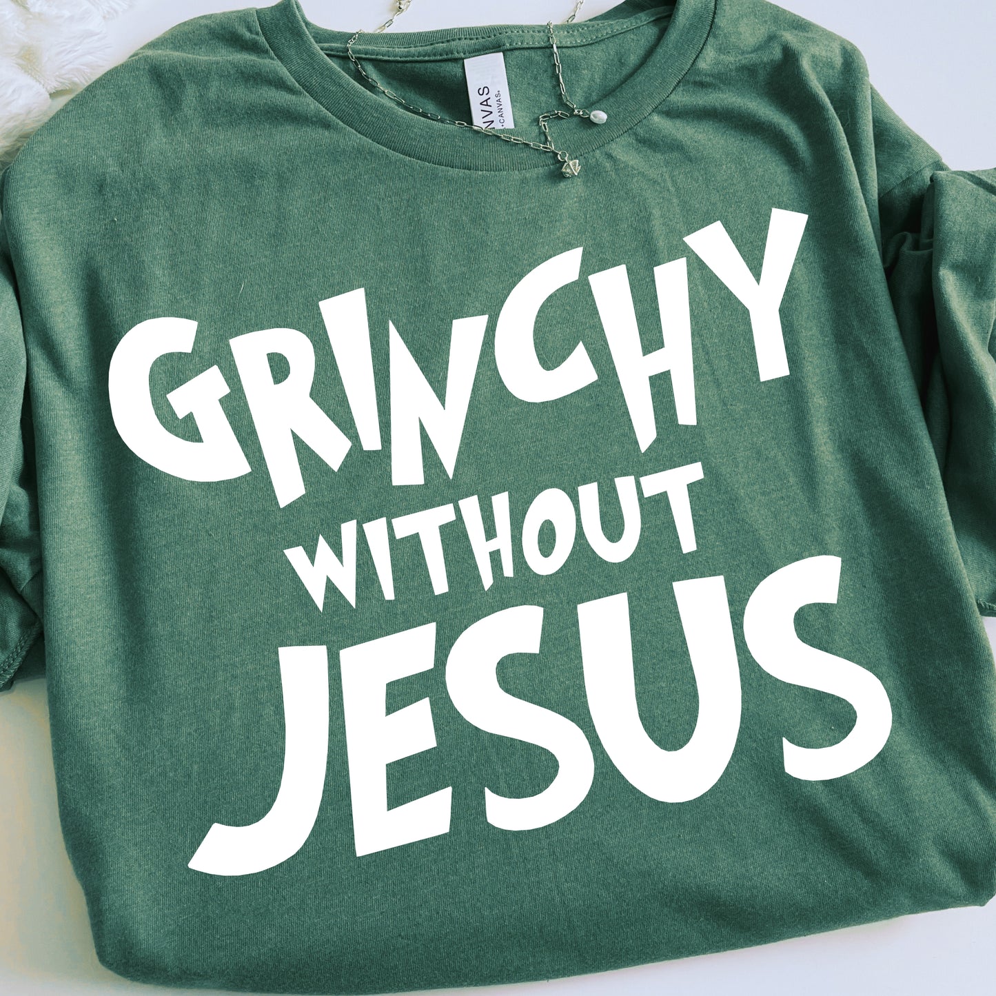 Christian Christmas Gift: Grinchy Glitter Text Funny Christmas PNG Bundle of 2 | Grinchy Without Jesus | Holiday Sublimation | Ornament PNG