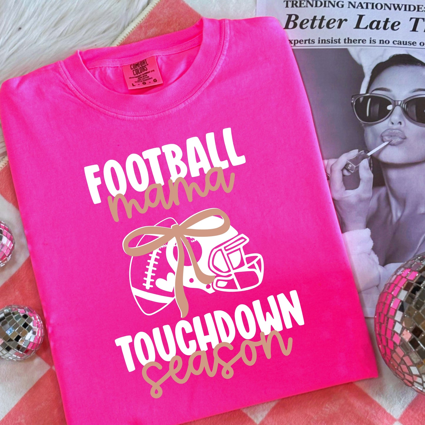 Football Mama Touchdown Season PNG | Boho Bow Football Helmet Design | Mom Life Sports Shirt Sublimation | Digital Download