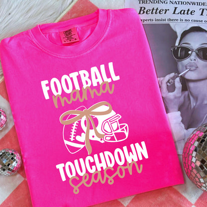Football Mama Touchdown Season PNG | Boho Bow Football Helmet Design | Mom Life Sports Shirt Sublimation | Digital Download