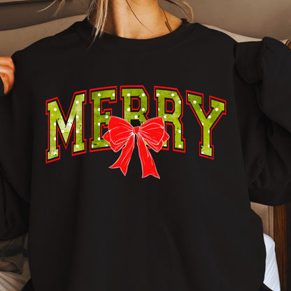 Trendy Distressed Merry Polka Dot PNG | Coquette Bow Christmas Design