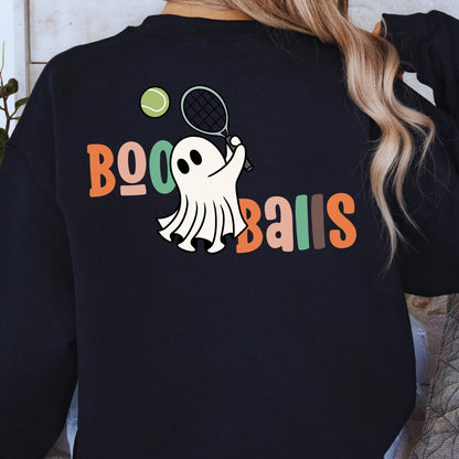 Retro Boo Balls Tennis Ghost PNG | Funny Halloween Tennis Shirt Design | Cute Spooky Sublimation | Retro Ghost Sweatshirt | Fall Sports Gift