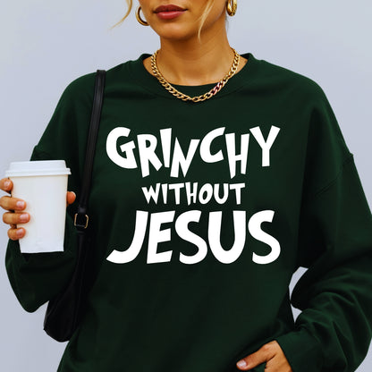 Christian Christmas Gift: Grinchy Glitter Text Funny Christmas PNG Bundle of 2 | Grinchy Without Jesus | Holiday Sublimation | Ornament PNG