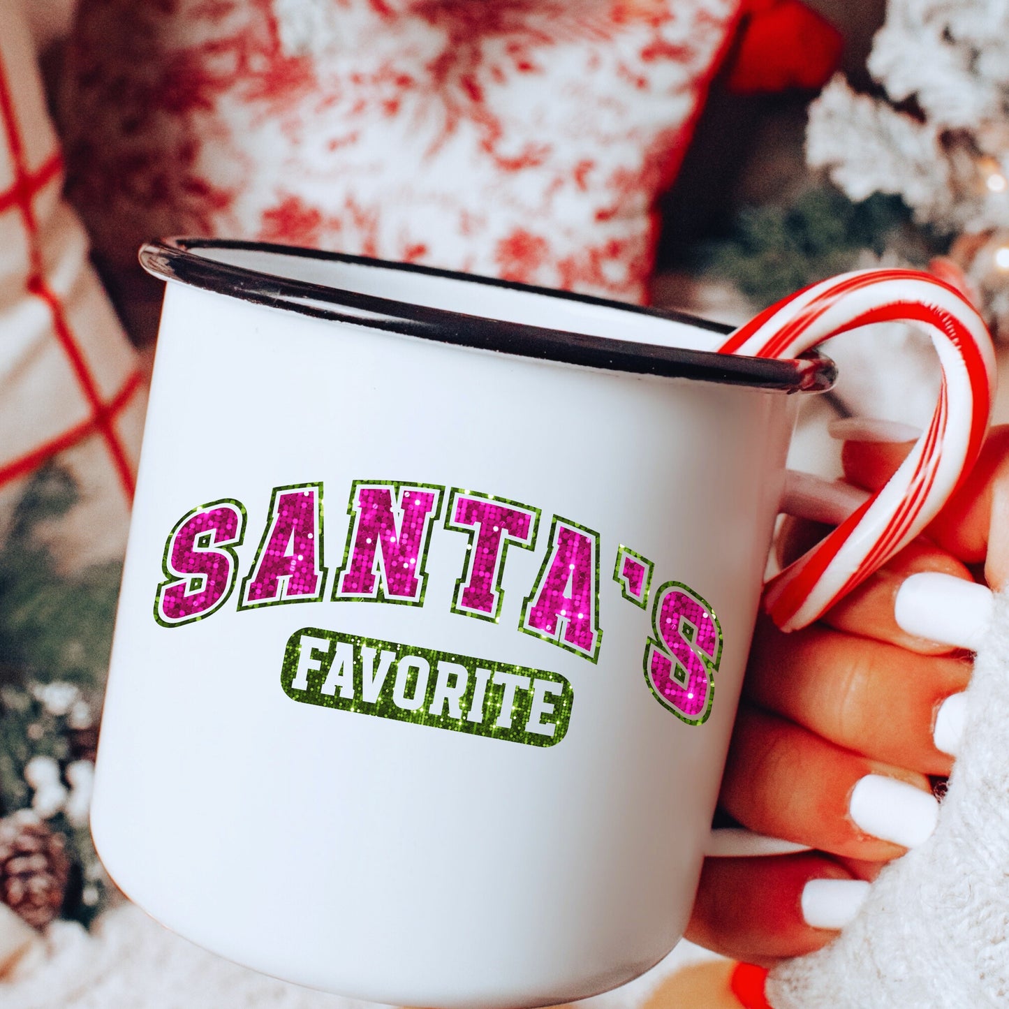 Faux Sequin Pink + Forest Green Christmas Sublimation Bundle | Retro Varsity Holiday PNG Designs