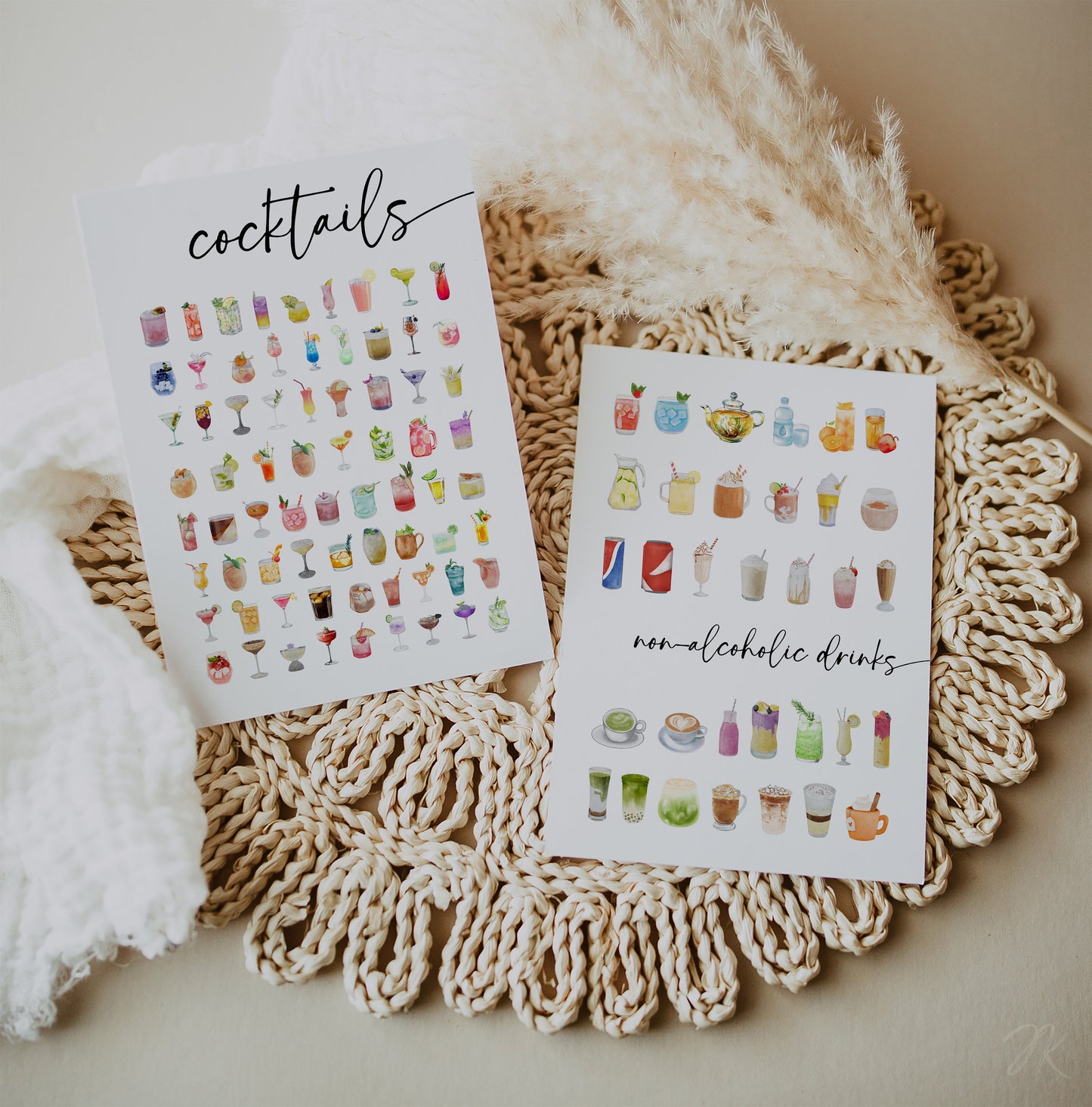 Signature Drink Sign | Bar Menu Template | Modern Drink Menu | Editable Bohemian Style Wedding | Non Alcoholic Beverages Menu | DIY Canva