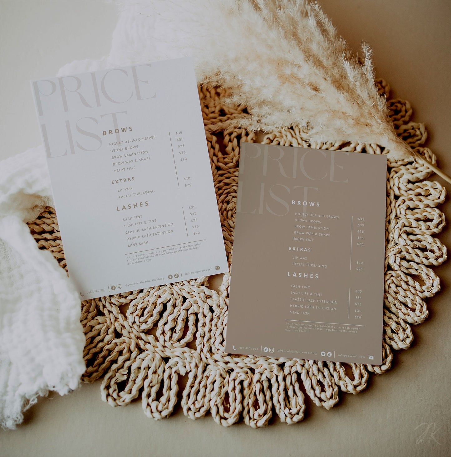 Boho Small Business Price List Template | Beauty Price List | Minimalist Printable | Salon Pricing Sheet Canva Pro Template | Size 5x7 8x10