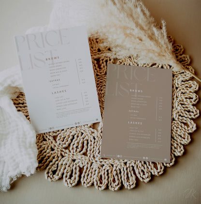 Boho Small Business Price List Template | Beauty Price List | Minimalist Printable | Salon Pricing Sheet Canva Pro Template | Size 5x7 8x10