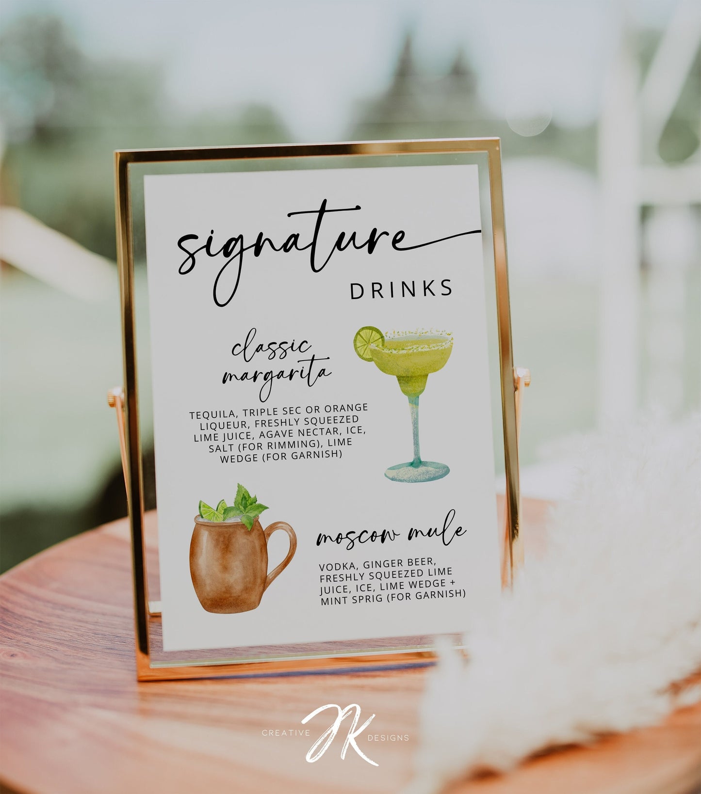 Signature Drink Sign | Bar Menu Template | Modern Drink Menu | Editable Bohemian Style Wedding | Non Alcoholic Beverages Menu | DIY Canva