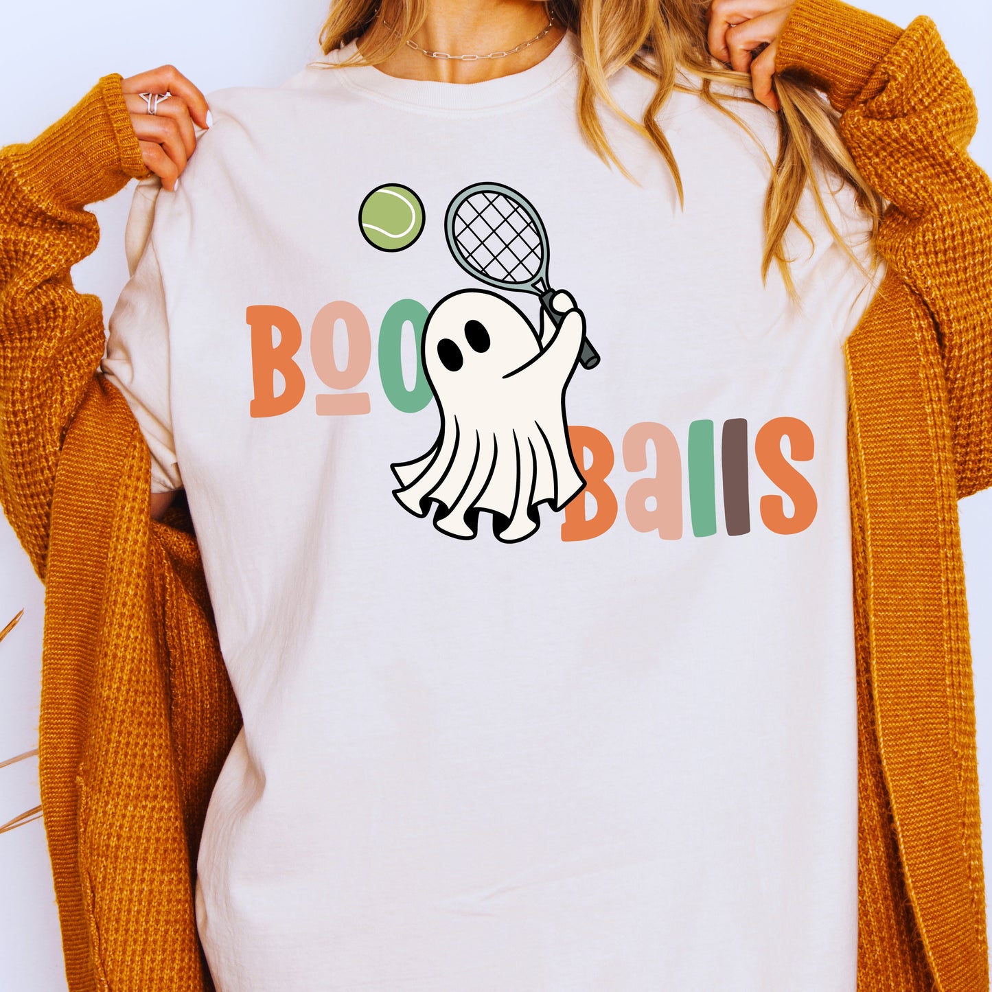 Retro Boo Balls Tennis Ghost PNG | Funny Halloween Tennis Shirt Design | Cute Spooky Sublimation | Retro Ghost Sweatshirt | Fall Sports Gift