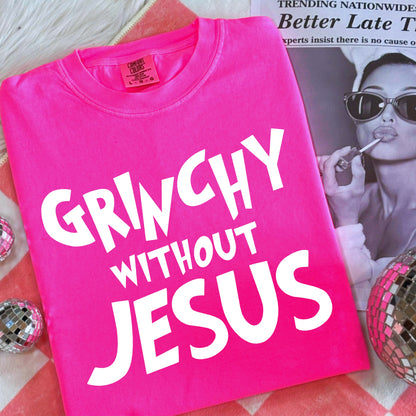 Christian Christmas Gift: Grinchy Glitter Text Funny Christmas PNG Bundle of 2 | Grinchy Without Jesus | Holiday Sublimation | Ornament PNG