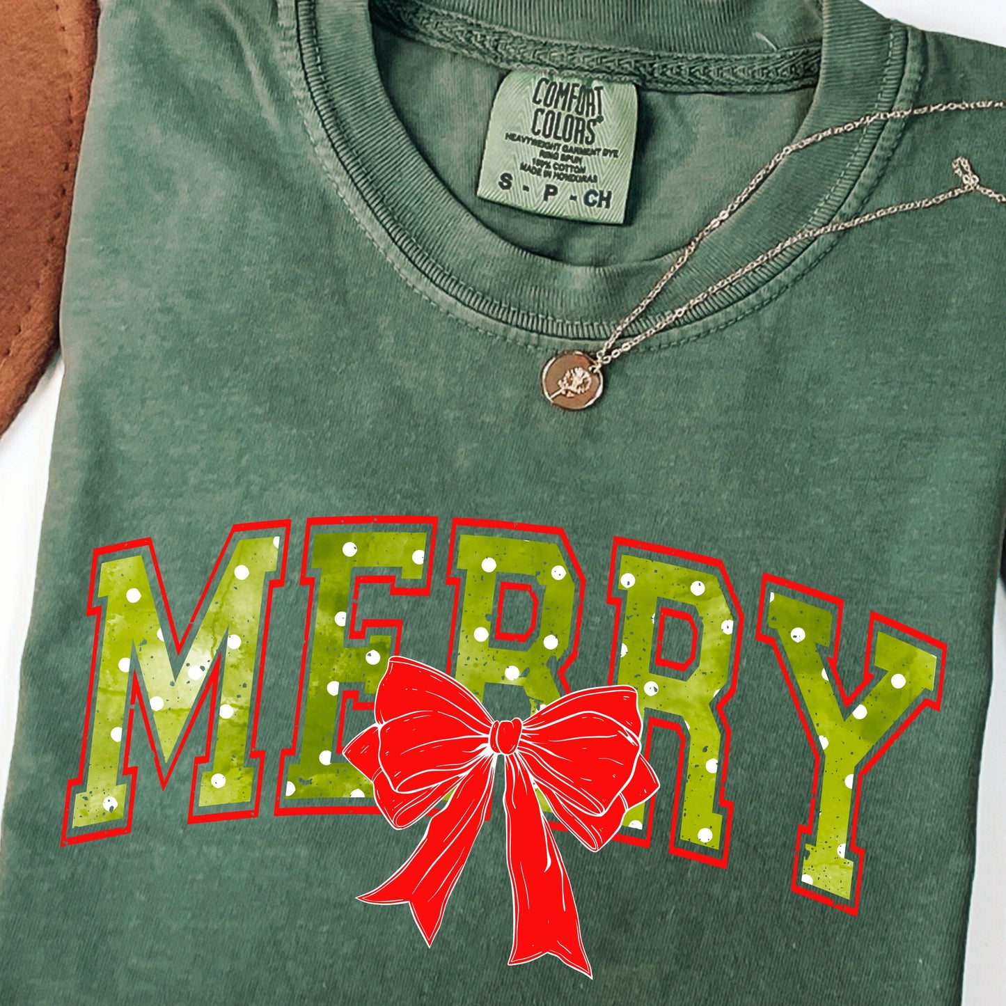 Trendy Distressed Merry Polka Dot PNG | Coquette Bow Christmas Design