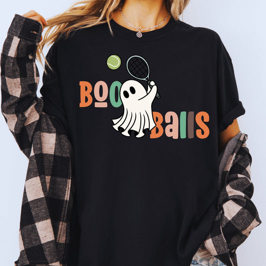 Retro Boo Balls Tennis Ghost PNG | Funny Halloween Tennis Shirt Design | Cute Spooky Sublimation | Retro Ghost Sweatshirt | Fall Sports Gift