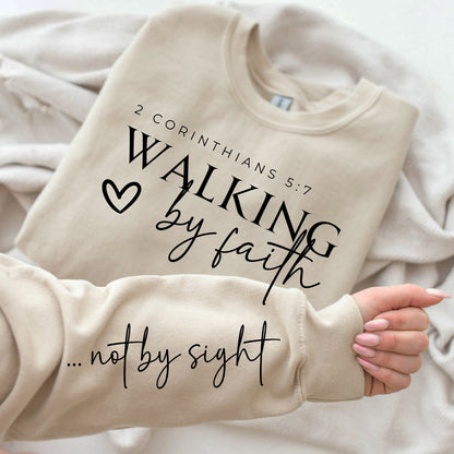 Walk by Faith Not by Sight PNG | Christian Sublimation Design | Shirt Sleeve Design | Bible Verse Shirt | Cricut File | DIY Christian Gift